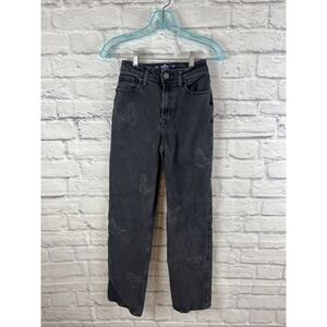 Hollister Boho Ultra High Rise Black Butterfly Print Dad Casual  Jeans 23R